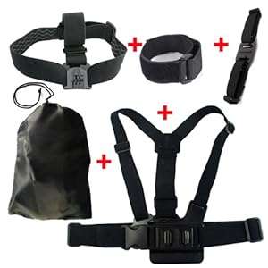 JMT Shoulder & Head & Helmet Strap Belt Mount Wifi Velcro Wrist Band W/ Storage Bag for GoPro Hero