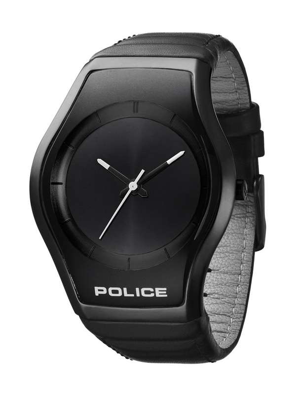 Police Men's PL-12778MSU/61 Sphere X Round Black Dial Leather Strap Watch