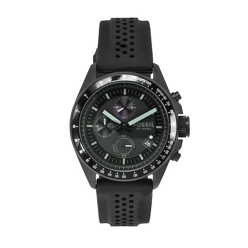 Fossil Fossil Men's Decker Chronograph Watch with Black Silicon Strap