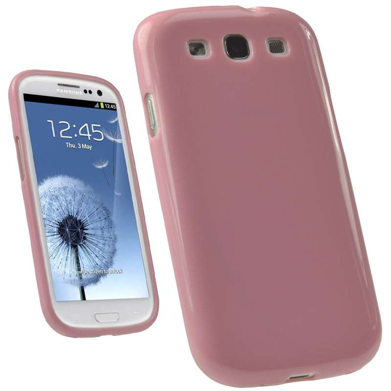 Pink Durable Crystal Gel Skin Case Cover for Samsung Galaxy S3 III i9300 + Screen Protector