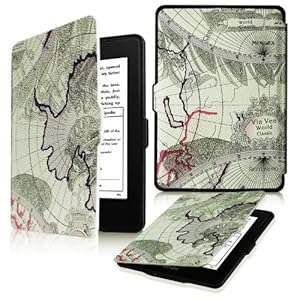 Fintie Kindle Paperwhite SmartShell Case - The Thinnest and Lightest Leather Cover for All- (Map)
