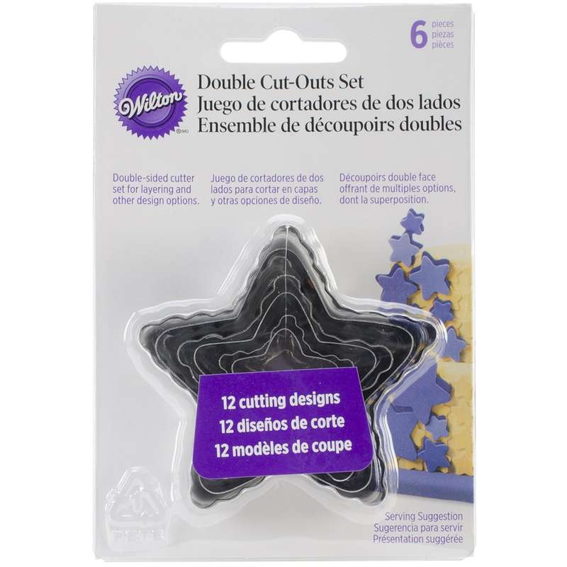 Wilton 6 Pieces Star Fondant Double Cut-Outs Set Cake Decoration Party
