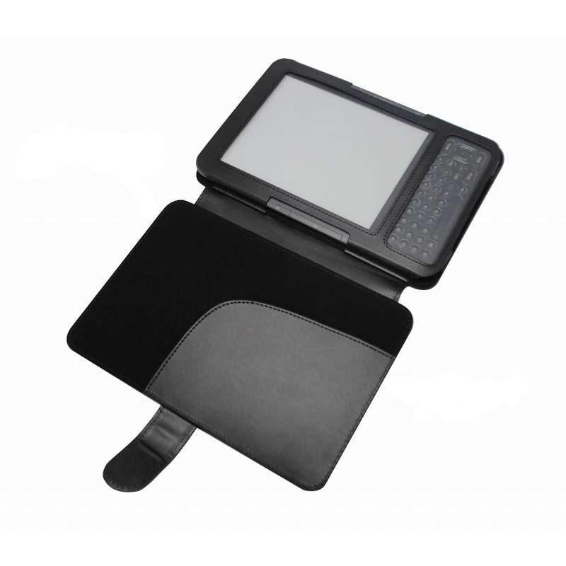 Black Genuine Finest Nappa Leather Book Cover For New 2010 Amazon Kindle 3 +car Charger