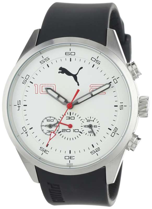PUMA Men's PU102451002 Counter Chronograph Silver White Watch
