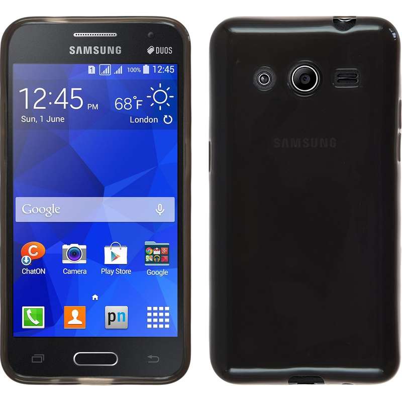 Silicone Case for Samsung Galaxy Core 2 - transparent black - Cover PhoneNatic + protective foils