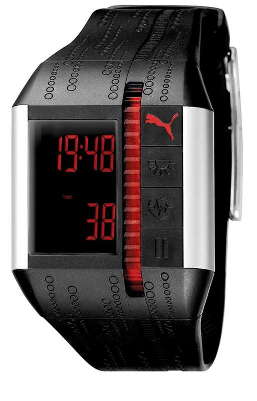 PUMA Unisex PU910501001 Cardiac II Black and Silver Heart Rate Monitor Watch