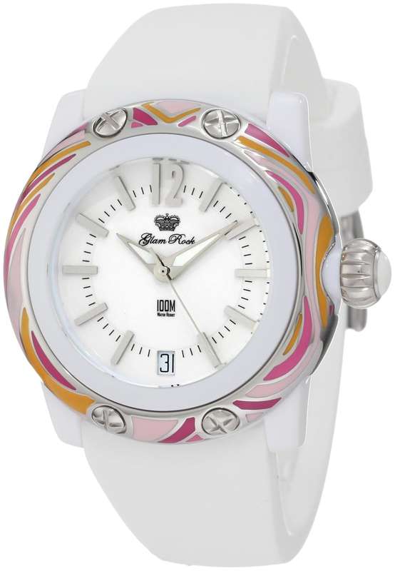 Glam Rock Women's GRD40086-NBR Miss Miami Beach White Dial White Silicone Watch