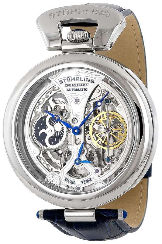 **R9300**Stuhrling Original Men's 127A.3315C2 Emperor's Grandeur Automatic Skeleton Silver Dial Watc