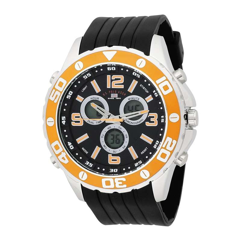 U.S. Polo Assn. Men's US9072 Analog-Digital Black Dial Black Rubber Strap Watch