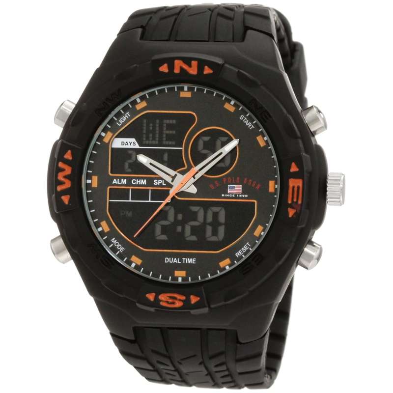 U.S. Polo Assn. Men's US9059 Analog-Digital Black Dial Black Rubber Strap Watch