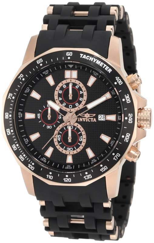 **R8000**Invicta Men's 1932 Sea Spider Chronograph Black Textured Dial Black Polyurethane Watch