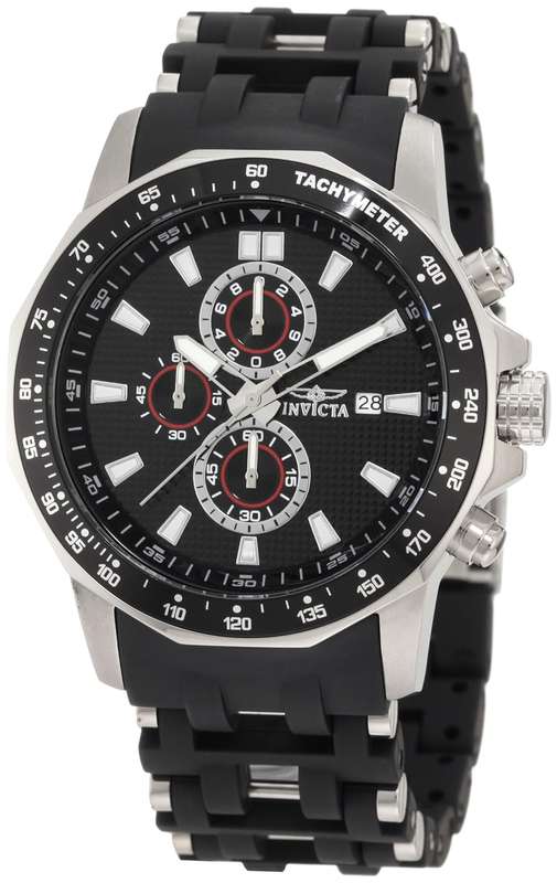 **R8000**Invicta Men's 1930 Sea Spider Chronograph Black Textured Dial Black Polyurethane Watch