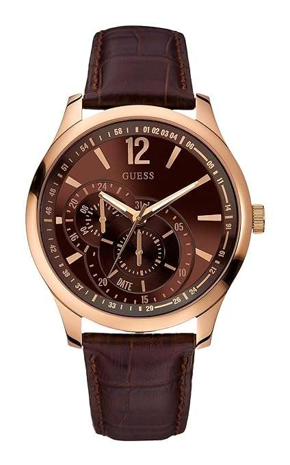 GUESS Men's U10627G1 Classic Brown Leather Watch