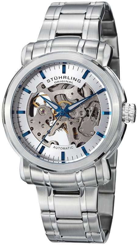 Stuhrling Original Men's 387.33112 Classic Delphi Antium Automatic Skeleton Silver Dial Watch