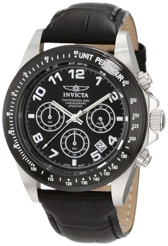 **R7900**Invicta Men's 10707 Speedway Chronograph Black Dial Black Leather Watch