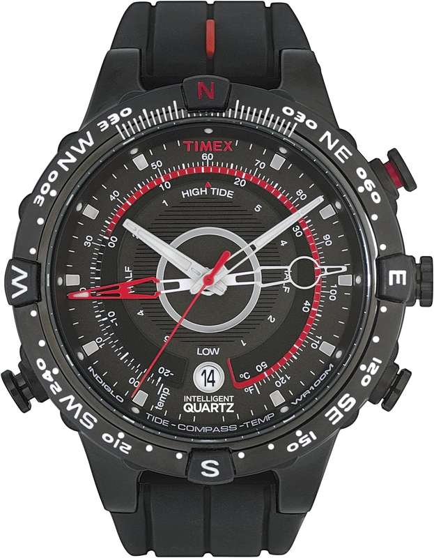 Timex Men's T2N720DH Intelligent Quartz Compass Tide Temperature Black Case Black Strap Watch