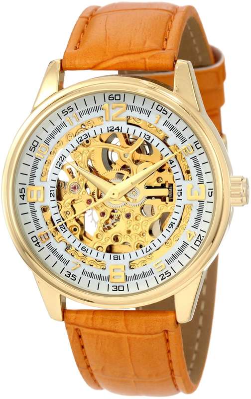 **R7000**Akribos XXIV Men's AK410YG 'Saturnos' Skeleton Automatic Gold Watch