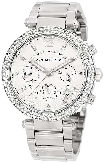 Michael Kors Parker Glitz Watch, Silver Color MK5353