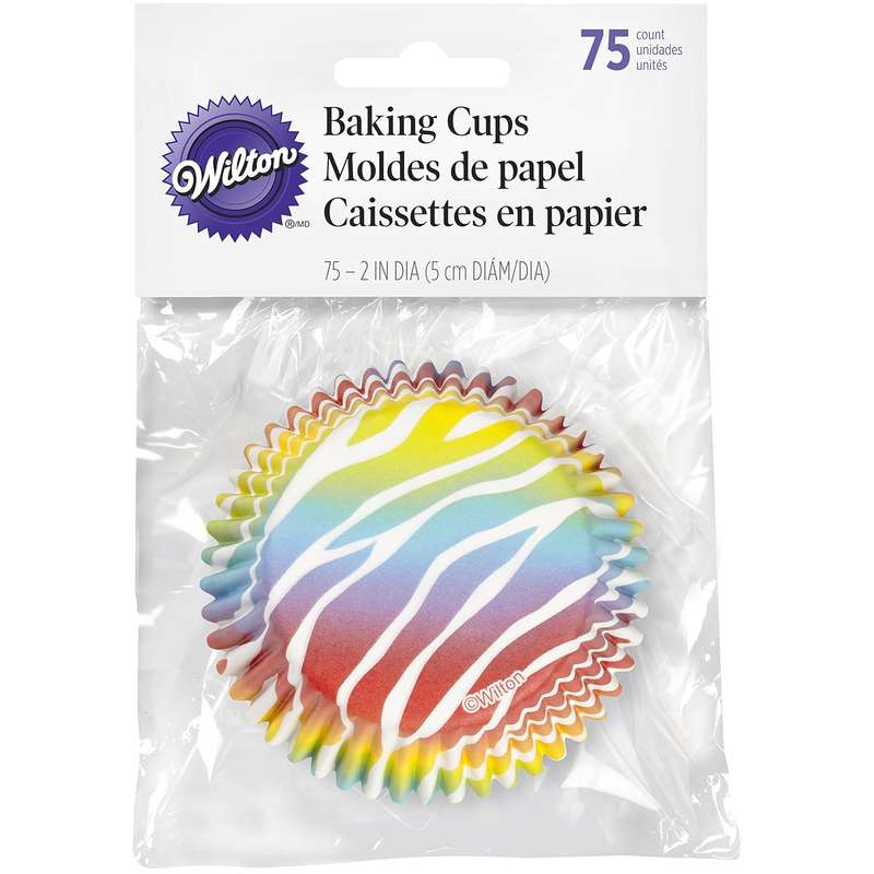 Wilton STANDARD ZEBRA BRIGHTS Colour Stripes Cup Cakes Safari Party Baking Cases