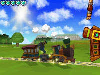 In-game screen of Link's train and train controls in The Legend of Zelda: Spirit Tracks