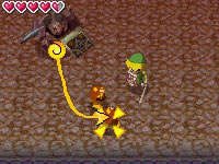 Stylus driven controls of the Phantom in combat in a dungeon crawl with Link in The Legend of Zelda: Spirit Tracks
