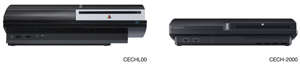The horizontal height of previous PS3 models compared to the smaller of PlayStation 3 120GB system