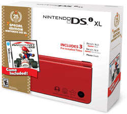 Nintendo DSi XL - Red with Mario Kart DS Bundle