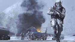 Leading a squad off a landing strip in 'Modern Warfare 2'