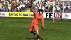 Goalkeeper tossing a ball back into play in 'FIFA Soccer 09' for PS3
