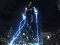 Cole using his electrical powers to levatate in inFAMOUS 2