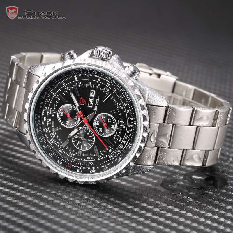 SHARK SLIT EYE SHARK MILITARY CHRONOGRAPH WATCH W/ BOX, PAPERS, LOADED!!