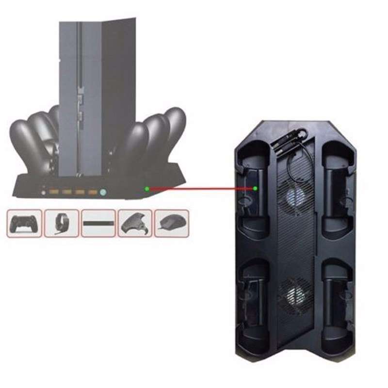 10 in 1 Super Charging Dock for PS4 Charging Stand for Playstation 4 Console and Controllers Charge Kit Black