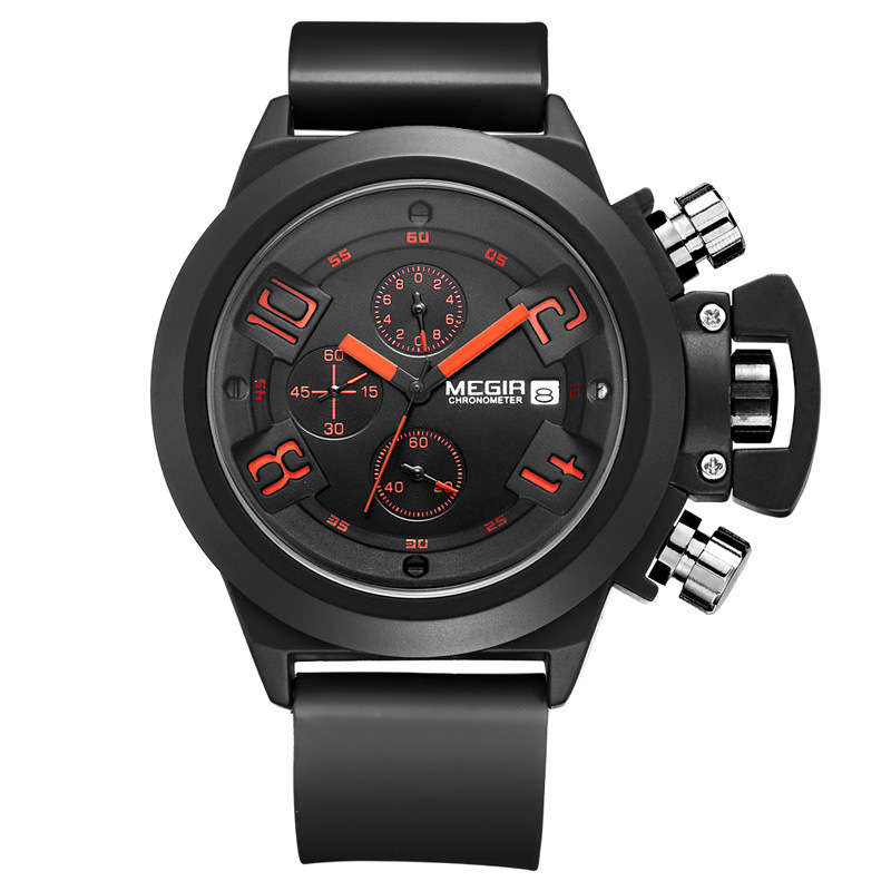 2015 new fashion military styligh MEGIR brand design army calendar men male clock sport rubber business luxury wrist watch 2002