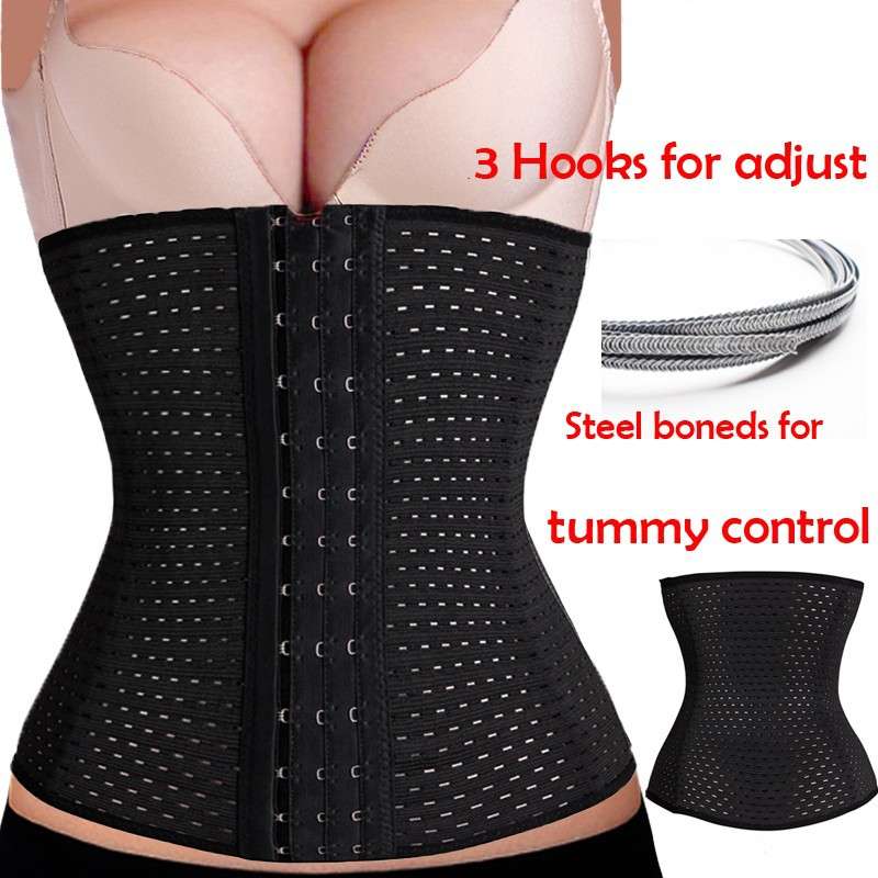 Slimming Body Waist Trainer Cincher Corset Shaper Black 4 Steel Bone - Size 10/34 - 14/38