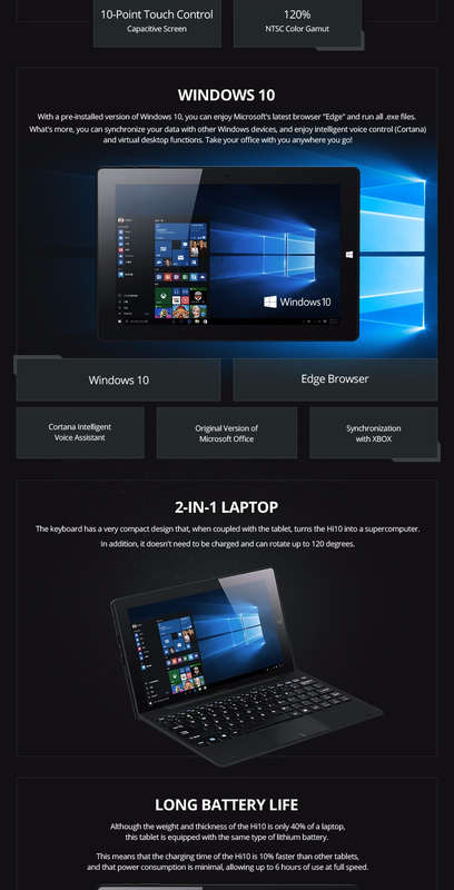 CHUWI HI10 WINDOWS 10 TABLET PC INTEL ATOM CHERRY TRAIL Z8300 8
