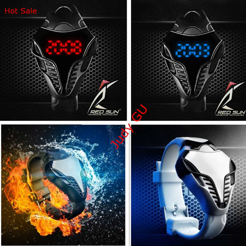 Relogio Masculino LED Watch Digital Fashion New Cobra Men's Couple Watches Silicone Iron Man Triangle Dial Sports Wristwatches