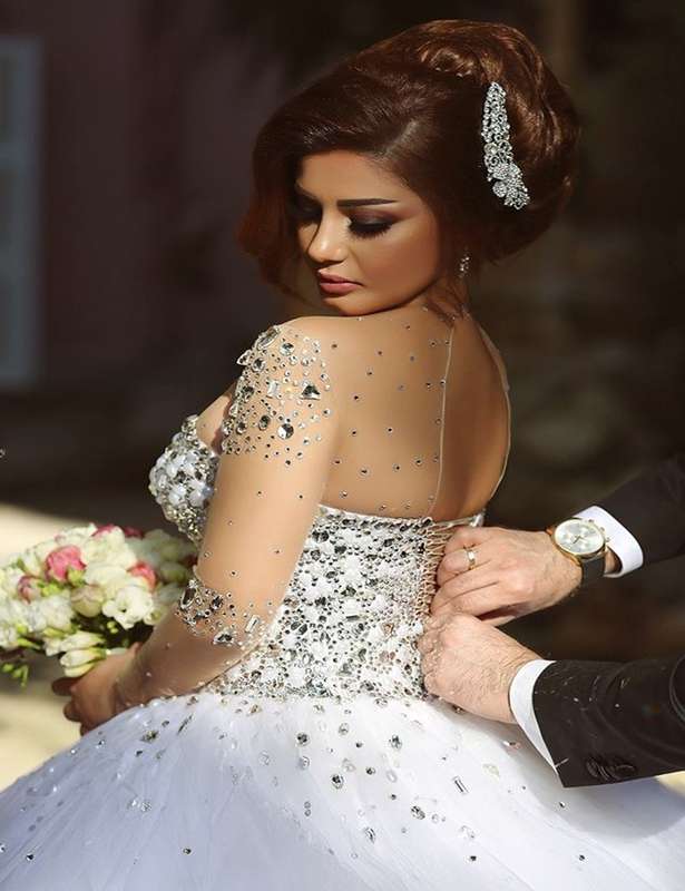 2015-Vestidos-De-Novia-Long-A-Line-Crystal-Beading-Tulle-Wedding-Dresses-Full-Sleeve-Bridal-Dress(2)