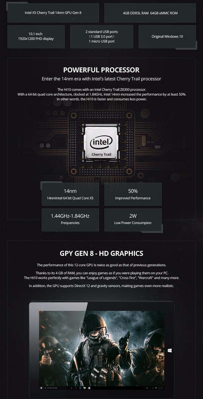 CHUWI HI10 WINDOWS 10 TABLET PC INTEL ATOM CHERRY TRAIL Z8300 11