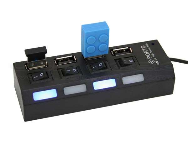 Power Strip Styled 4-Port USB Hub with Independent Switches