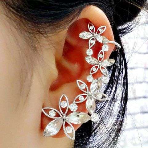 ONE PIECE Faux Crystal Flower Ear Cuff