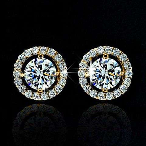 Pair of Fashionable Faux Crystal Rhinestone Round Earrings For Women