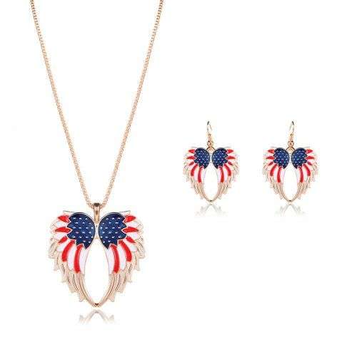 American Flag Wings Necklace and Earrings