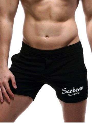 Pockets Design Letter Print Lounge Shorts For Men - Large