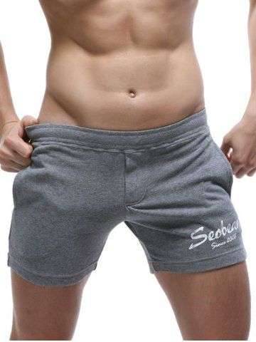 Pockets Design Letter Print Lounge Shorts For Men - Large