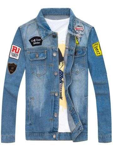 Patched Scratched Ripped Denim Jacket - XLarge