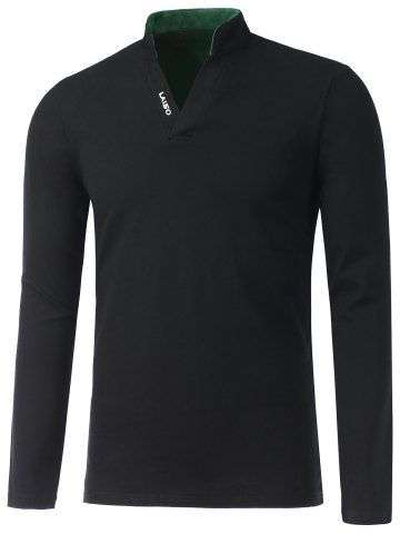 Stand Collar Long Sleeve Polo Shirt - Medium
