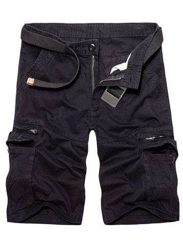 Zipper Fly Staright Leg Cargo Shorts - 33