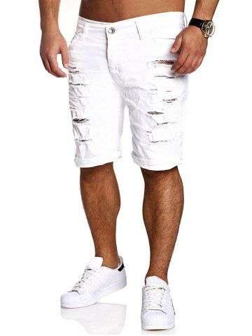 Zipper Fly Straight Leg Shorts - Large