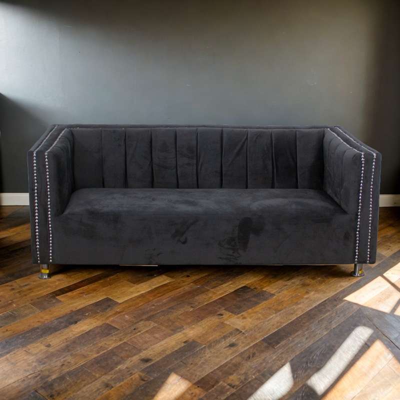 Aries 3 Seater Couch - Grey Velvet