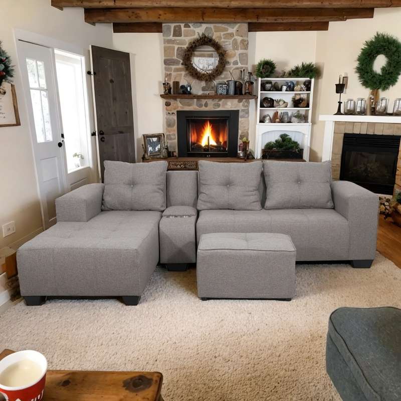 Chelsea Corner Couch - Light Grey - Left Hand